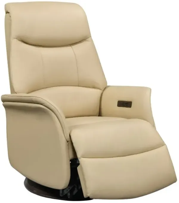 Leather Italia Royce Utica Taupe Power Swivel Glider Recliner