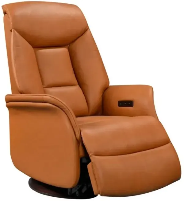 Leather Italia Royce Victor Camel Power Swivel Glider Recliner