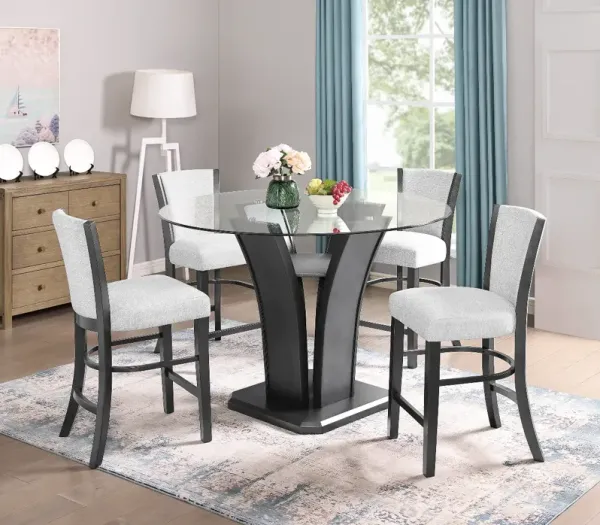 Crown Mark Camelia 5-Piece Dove/White Counter Height Dining Set