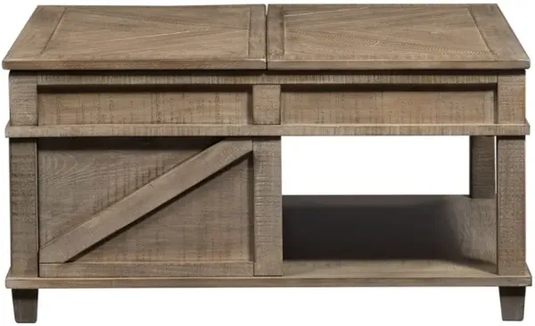 Liberty Furniture Parkland Falls Weathered Taupe Square Lift Top Cocktail Table