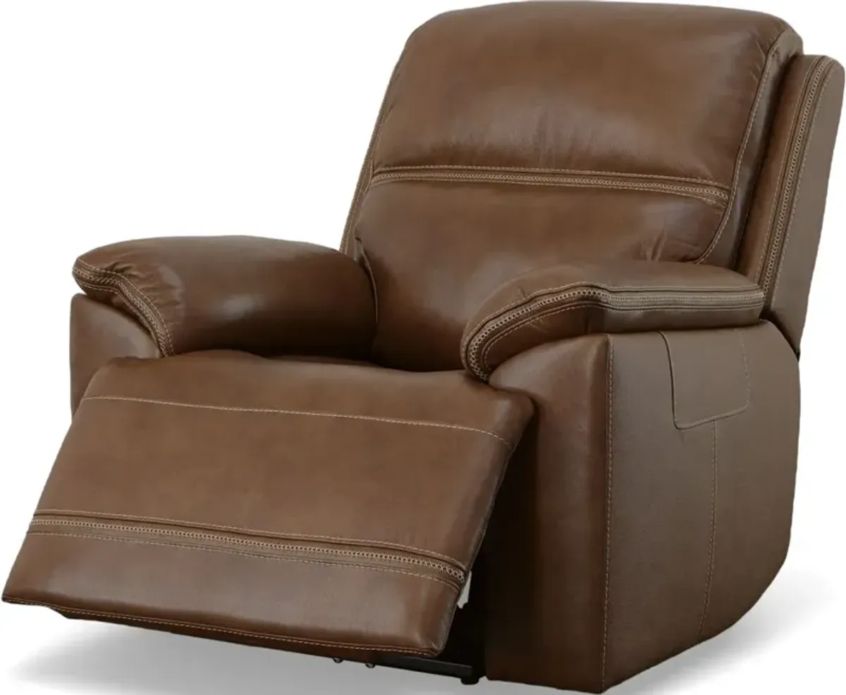 FlexsteelÂ® Jackson Whiskey Power Recliner with Power Headrest