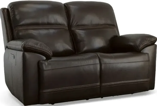 FlexsteelÂ® Jackson Dark Brown Power Reclining Loveseat with Power Headrests