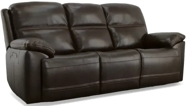 FlexsteelÂ® Jackson Dark Brown Power Reclining Sofa with Power Headrests