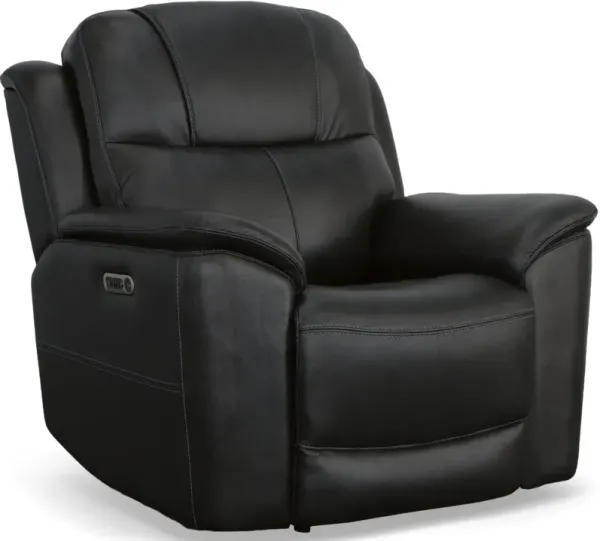 FlexsteelÂ® Crew Raven Power Recliner with Power Headrest and Lumbar
