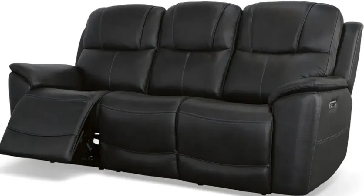 Flexsteel® Crew Raven Power Reclining Sofa with Power Headrests and Lumbar