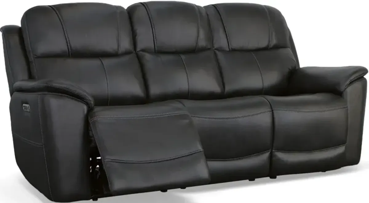 Flexsteel® Crew Raven Power Reclining Sofa with Power Headrests and Lumbar