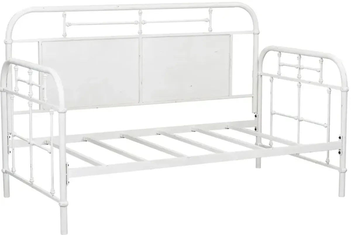 Liberty Furniture Vintage Antique White Twin Metal Day Bed with Trundle