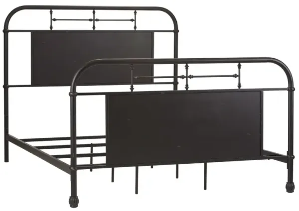 Liberty Furniture Vintage Distressed Black Queen Metal Rod Bed