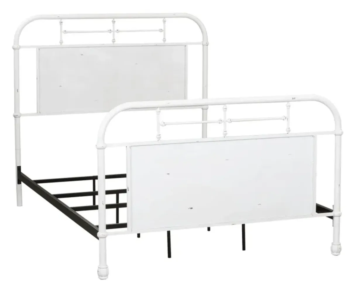 Liberty Furniture Vintage Antique White Full Youth Metal Rod Bed