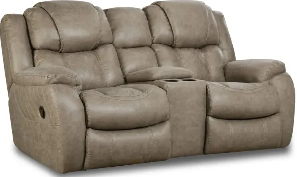 HomeStretch Daytona Mushroom Reclining Console Loveseat