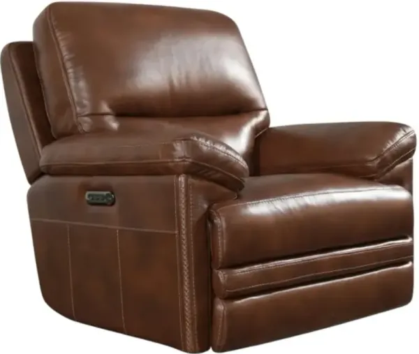 FlexsteelÂ® David Pecan Power Glider Recliner with Power Headrest and Lumbar