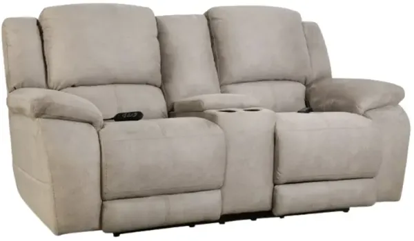 HomeStretch Explorer Nickel Power Reclining Loveseat with Console