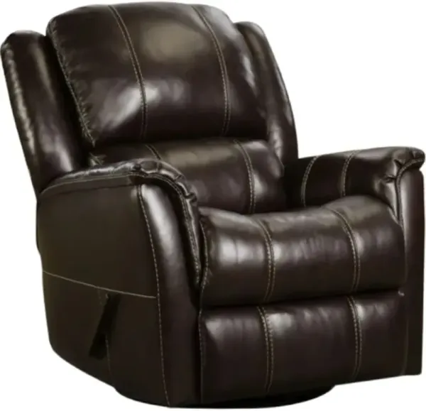 HomeStretch Mercury Walnut Leather Swivel Glider Recliner