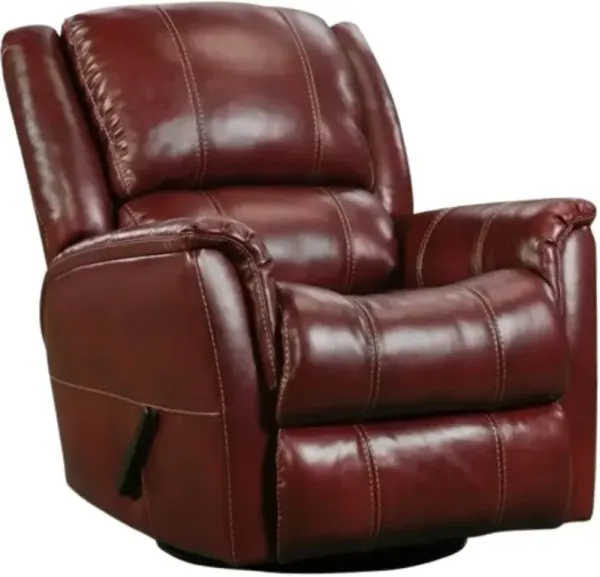 HomeStretch Mercury Red Leather Swivel Glider Recliner