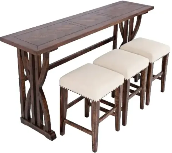 Jofran Inc. Fairview 4-Piece Oak Counter Sofa Console Table Set