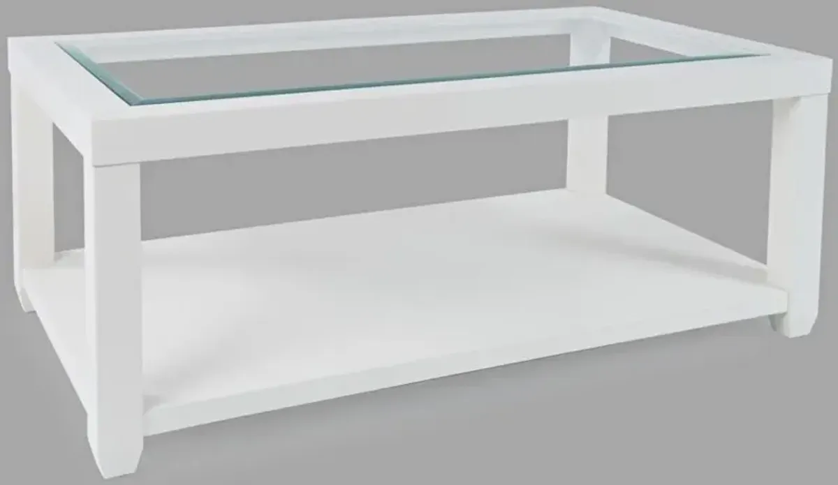 Jofran Inc. Urban Icon White Rectangle Cocktail Table with Glass Top Insert