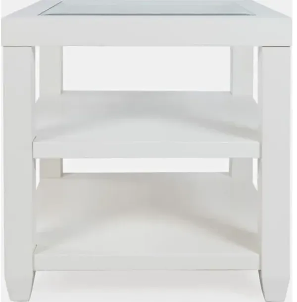 Jofran Inc. Urban Icon Glass Top End Table with UI White Base