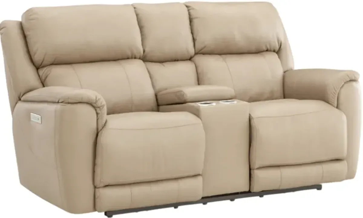 HomeStretch Tuscany Stonewash Power Reclining Loveseat