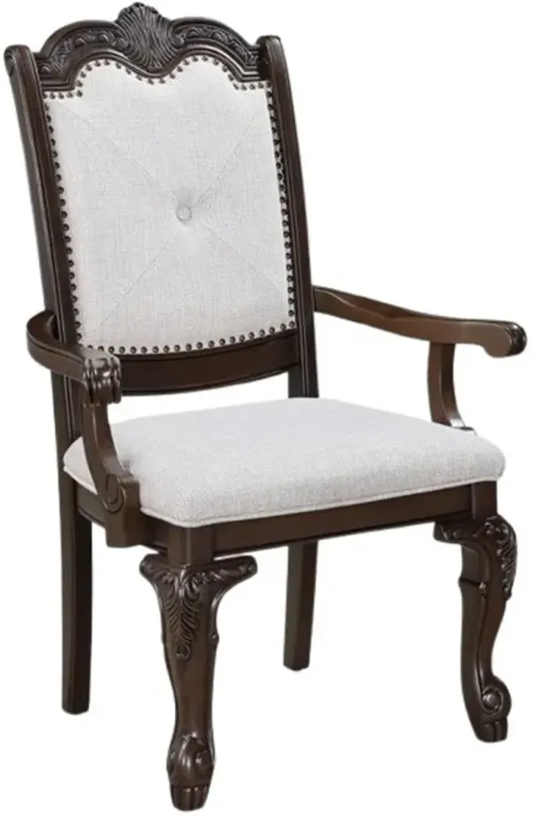 Crown Mark Kiera Coffee Brown Upholstered Dining Arm Chair