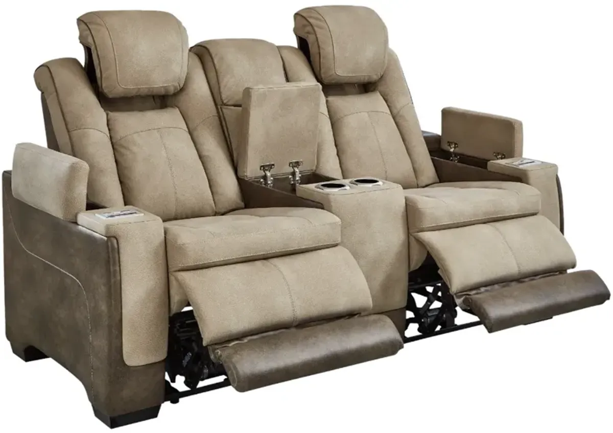Signature Design by AshleyÂ® Next-Gen DuraPella Two-tone Sand Power Reclining Loveseat with Console