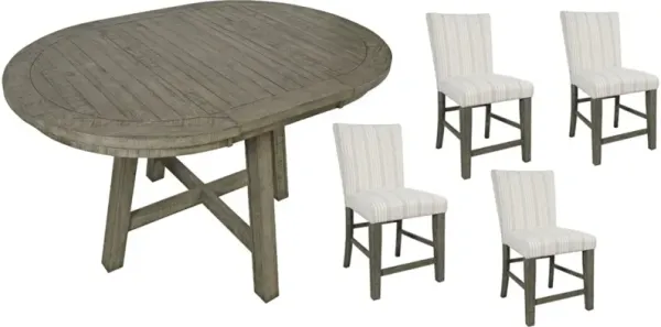 Jofran Inc. Telluride 5-Piece Beige/Driftwood Counter Table Dining Set