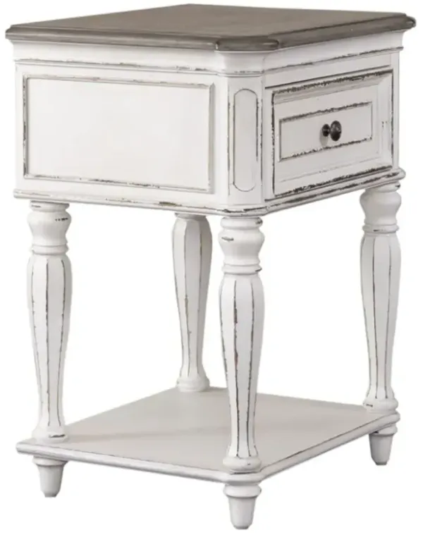 Liberty Furniture Magnolia Manor Antique White/Weathered Bark Leg Nightstand