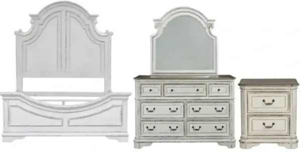 Liberty Furniture Magnolia Manor 4-Piece Antique White King Panel Bedroom Set