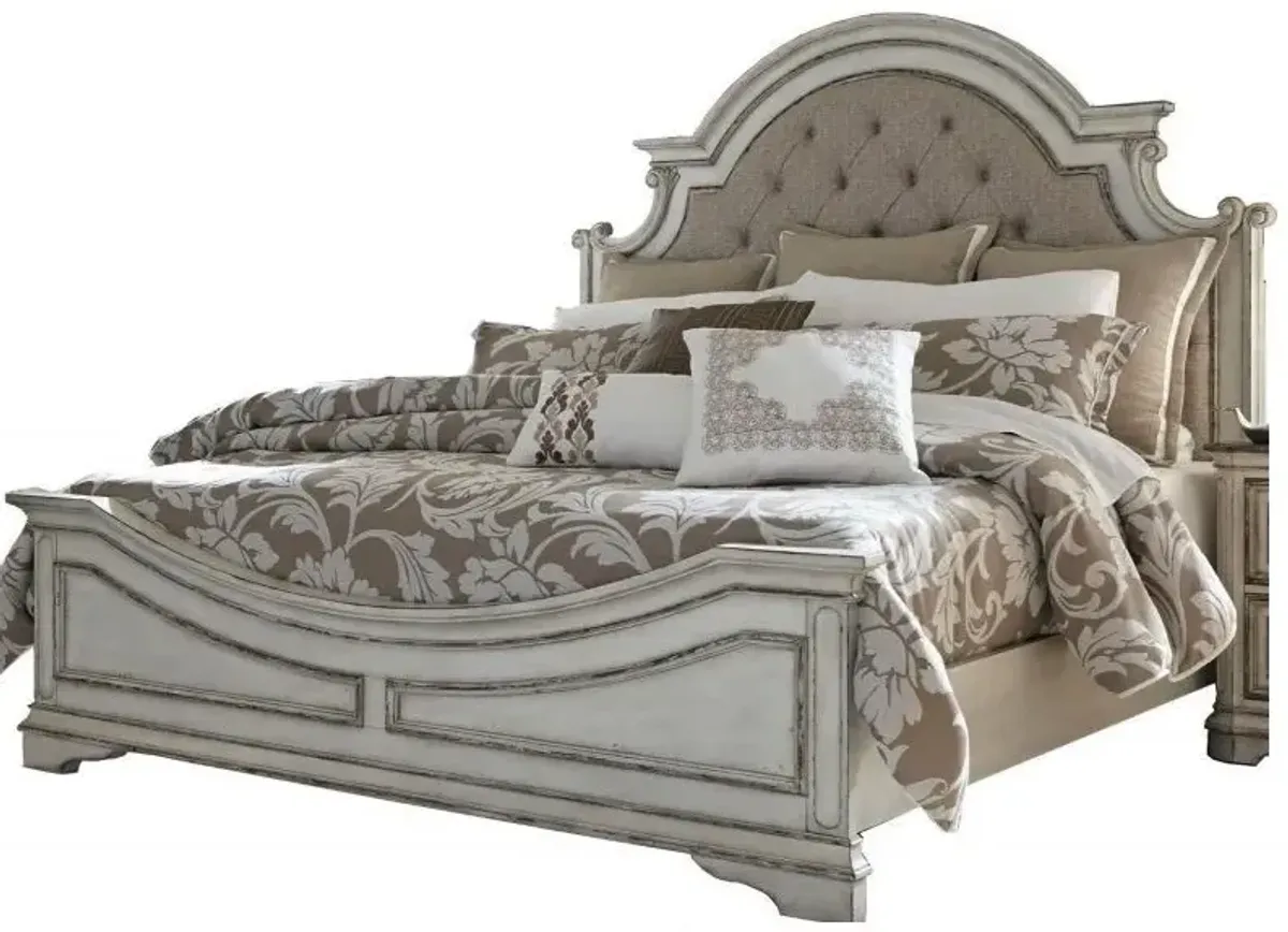 Liberty Furniture Magnolia Manor Antique White King Upholstered Bed