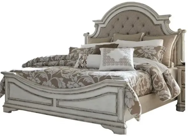 Liberty Furniture Magnolia Manor Antique White King Upholstered Bed