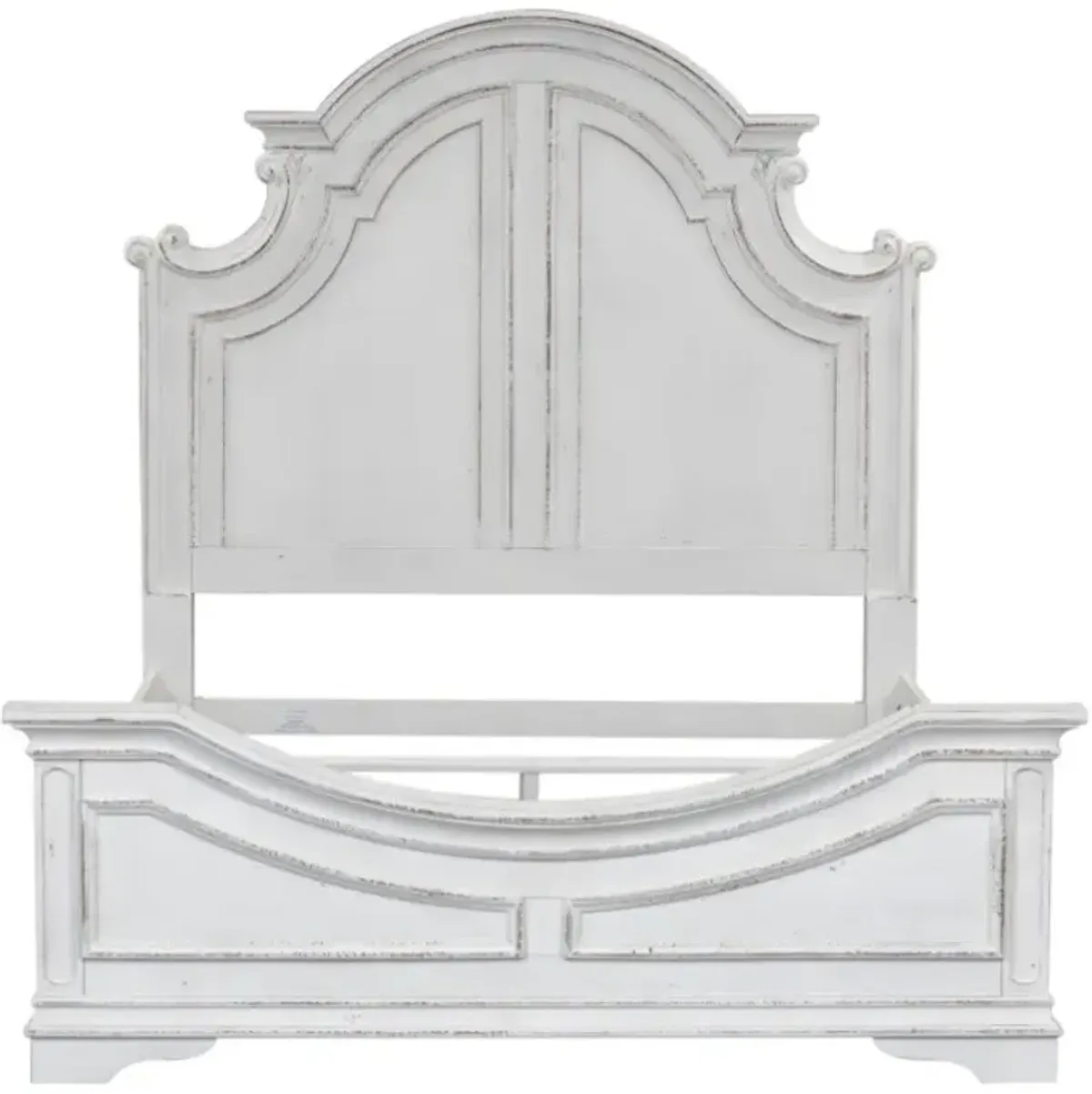 Liberty Furniture Magnolia Manor 4-Piece Antique White/Weathered Bark Queen Panel Bedroom Set