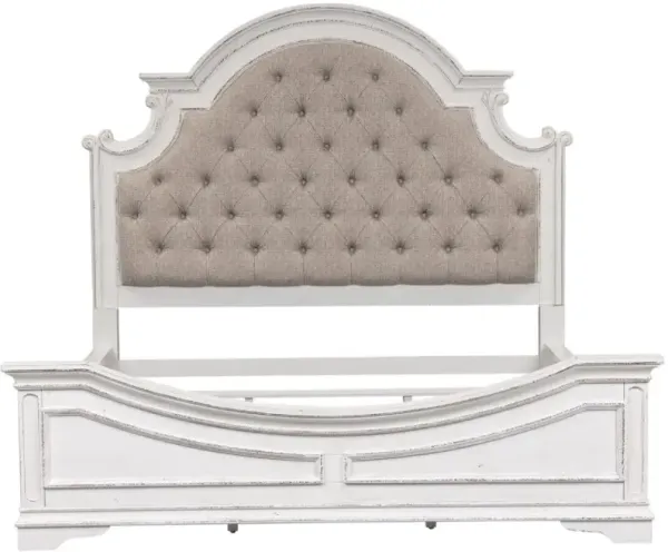 Liberty Furniture Magnolia Manor Antique White/Taupe Queen Upholstered Panel Bed