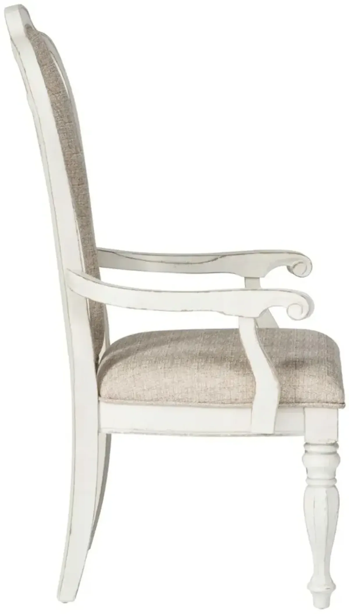 Liberty Furniture Magnolia Manor Antique White/Ivory Splat Back Upholstered Arm Chair