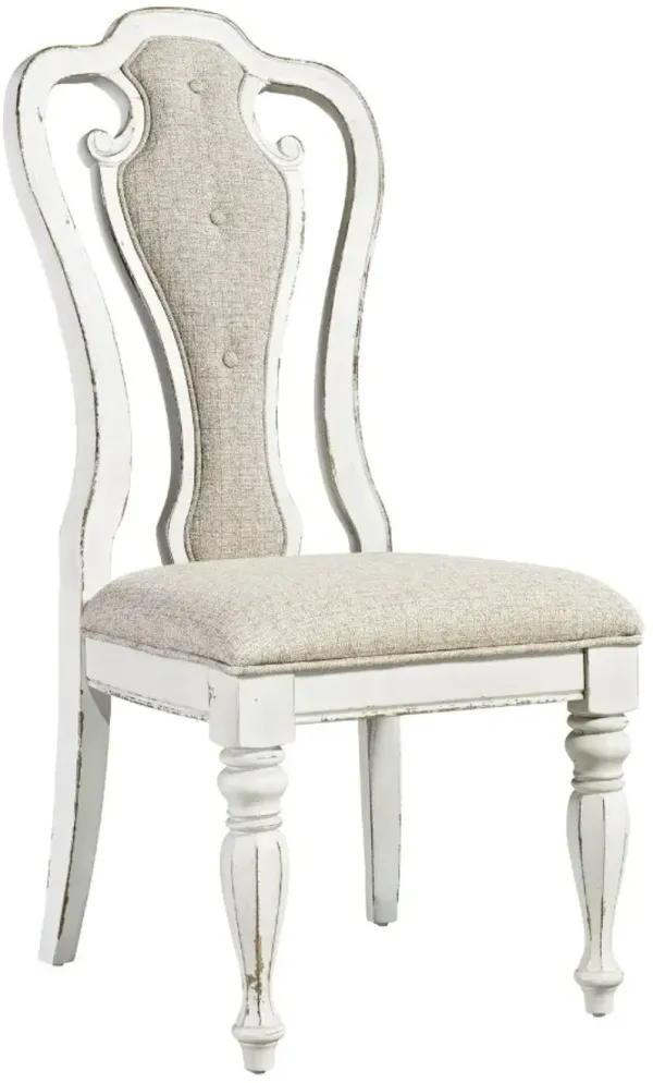 Liberty Furniture Magnolia Manor Antique White/Ivory Splat Back Upholstered Side Chair