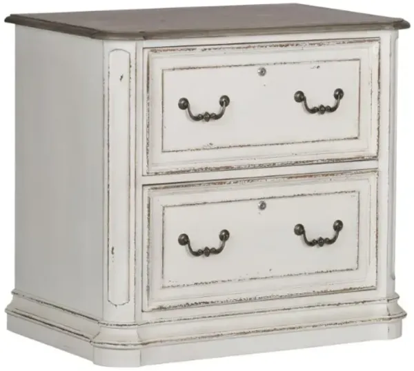 Liberty Furniture Magnolia Manor Antique White/Weathered Bark Jr Executive Media Lateral File