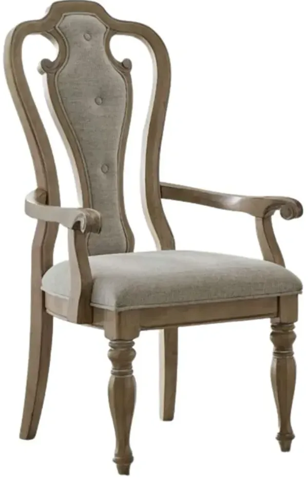 Liberty Furniture Magnolia Manor Weathered Bisque Upholstered Splat Back Arm Chair
