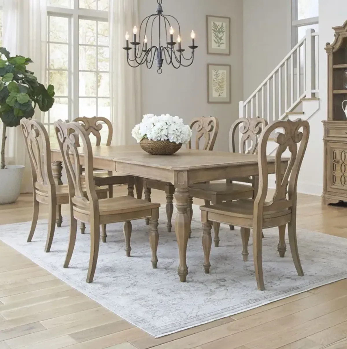 Liberty Furniture Magnolia Manor 7-Piece Weathered Bisque Dining Table Set