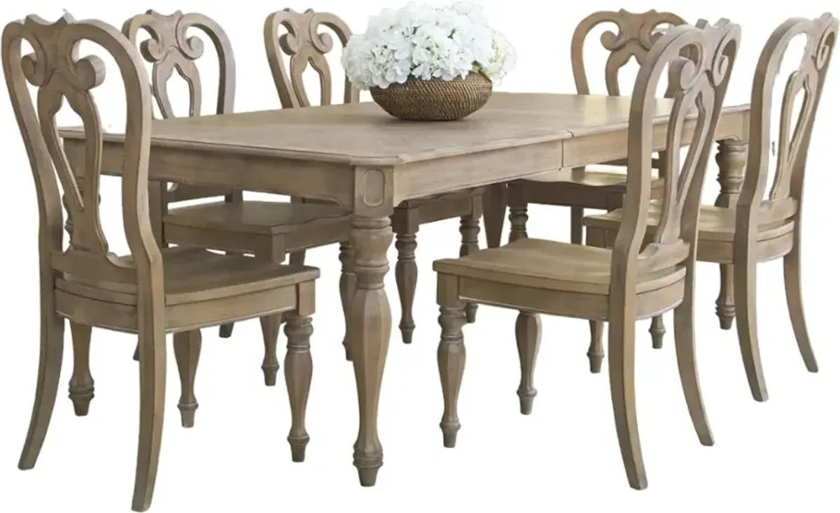Liberty Furniture Magnolia Manor 7-Piece Weathered Bisque Dining Table Set
