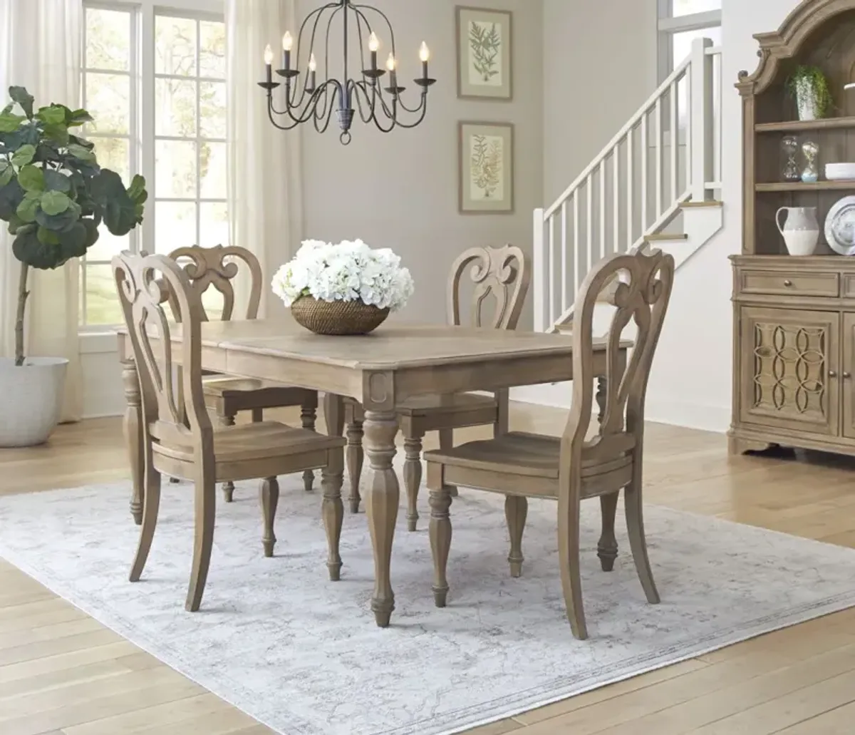 Liberty Furniture Magnolia Manor 5-Piece Weathered Bisque Dining Table Set