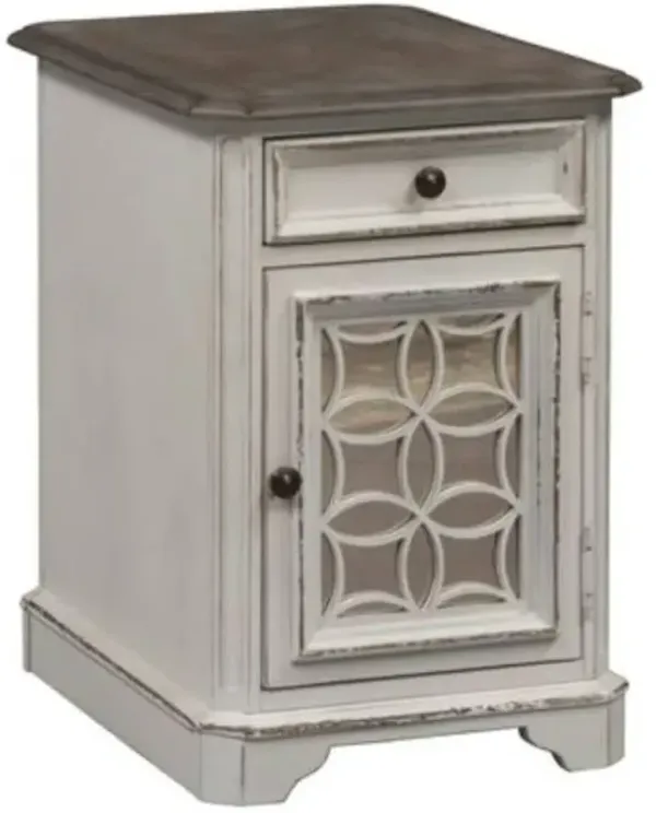 Liberty Furniture Magnolia Weathered Bark Chair Side Table with Antique White Base