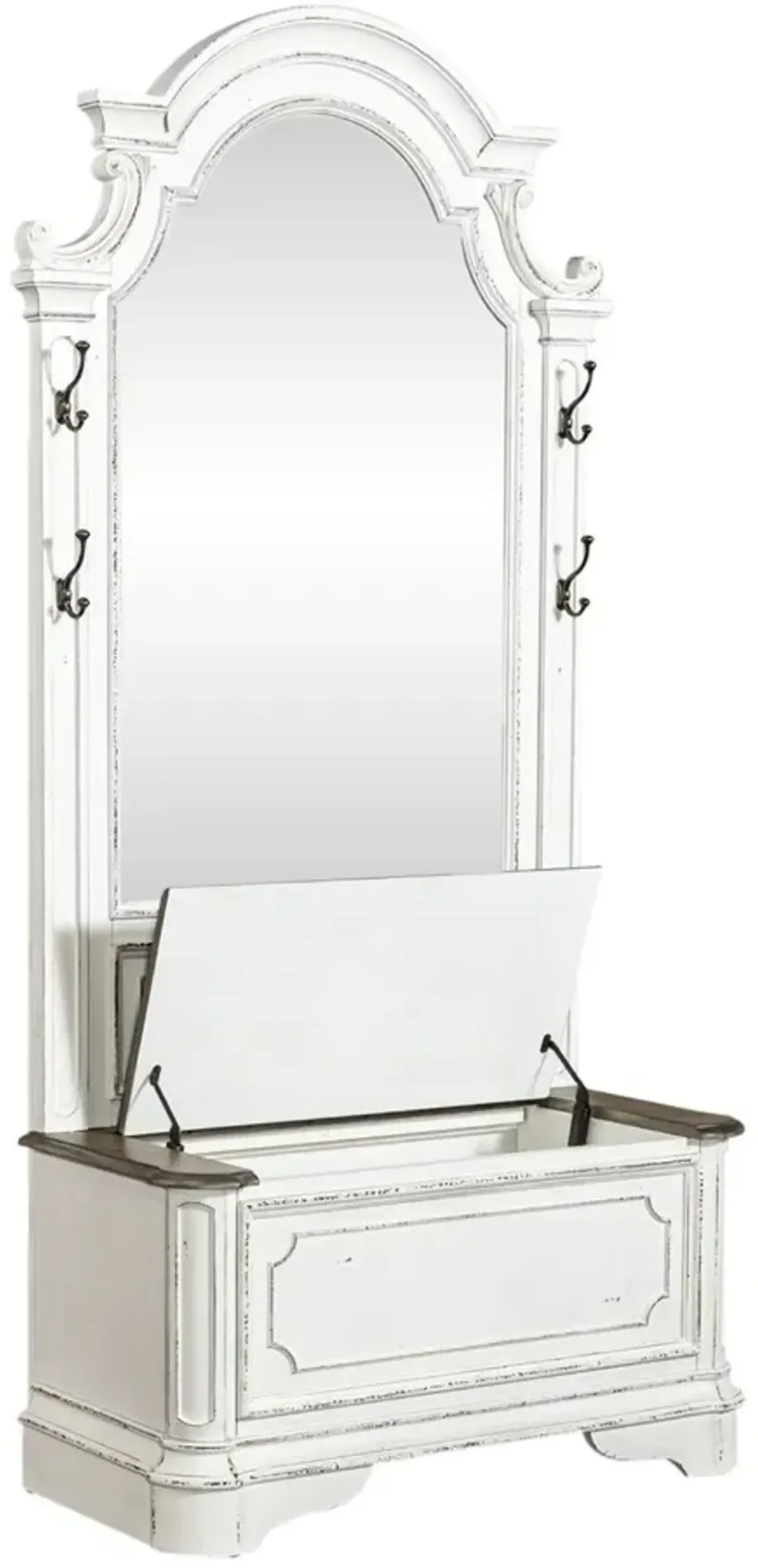 Liberty Furniture Magnolia Manor 2-Piece Antique White/Weathered Bark Hall Tree Set