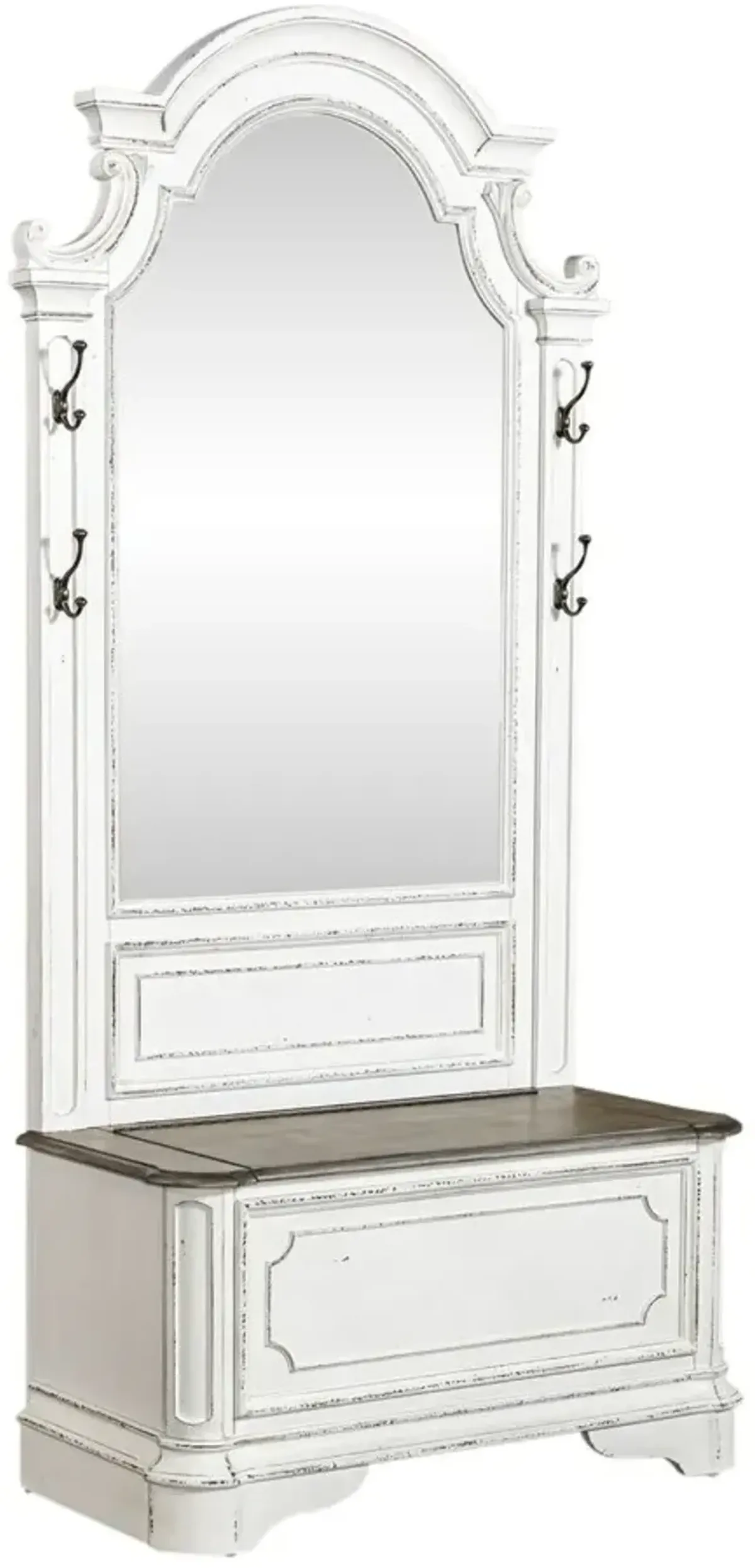 Liberty Furniture Magnolia Manor 2-Piece Antique White/Weathered Bark Hall Tree Set