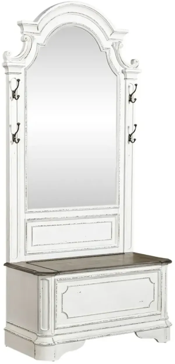 Liberty Furniture Magnolia Manor 2-Piece Antique White/Weathered Bark Hall Tree Set