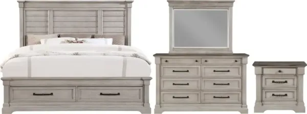 Holland House Furniture Woodbridge 4-Piece King Shutter Panel Storage Bed Set