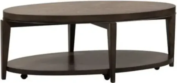 Liberty Furniture Penton Espresso Stone Oval Cocktail Table