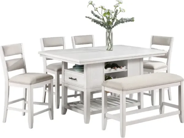 Crown Mark Wendy 7-Piece Grey/White Counter Height Table Set