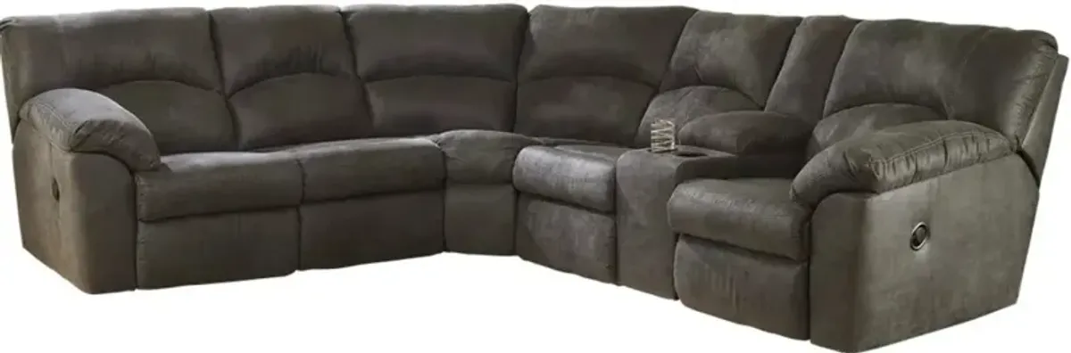 Signature Design by AshleyÂ® Tambo 2-Piece Pewter L-Shape Reclining Sectional Sofa