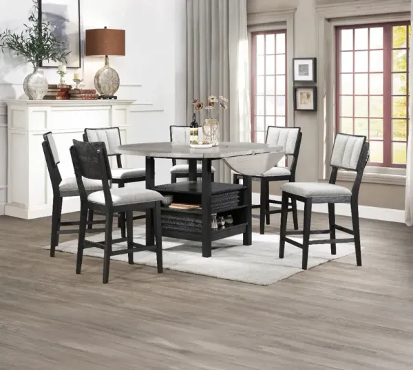 Crown Mark Cline 6-Piece Black/Light Grey Counter Height Dining Set