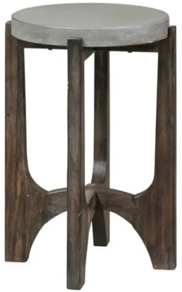 Liberty Furniture Cascade Wire Brush Rustic Brown Side Table with Concrete Top