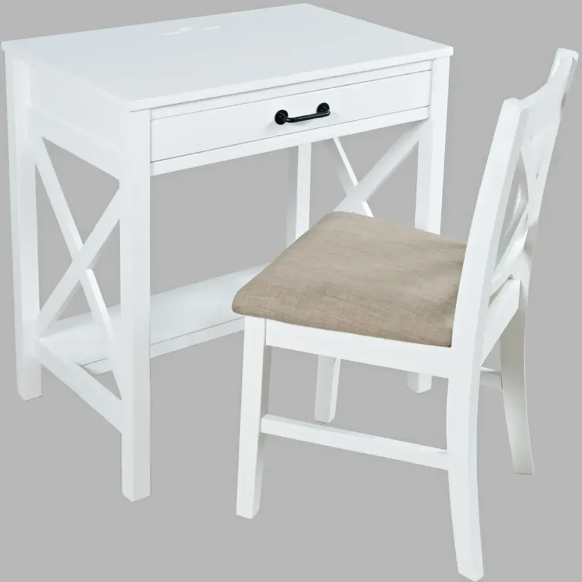 Jofran Inc. Hobson 2-Piece White Power Desk Set