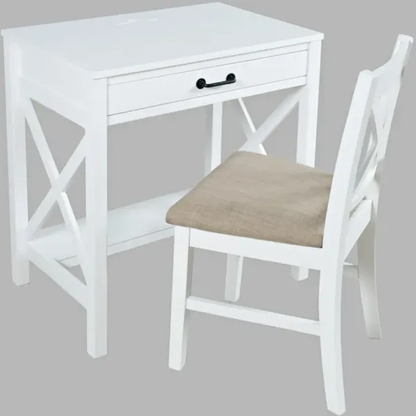 Jofran Inc. Hobson 2-Piece White Power Desk Set